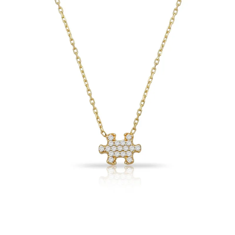 TSK Diamond Puzzle Piece Necklace sold by The Sis Kiss