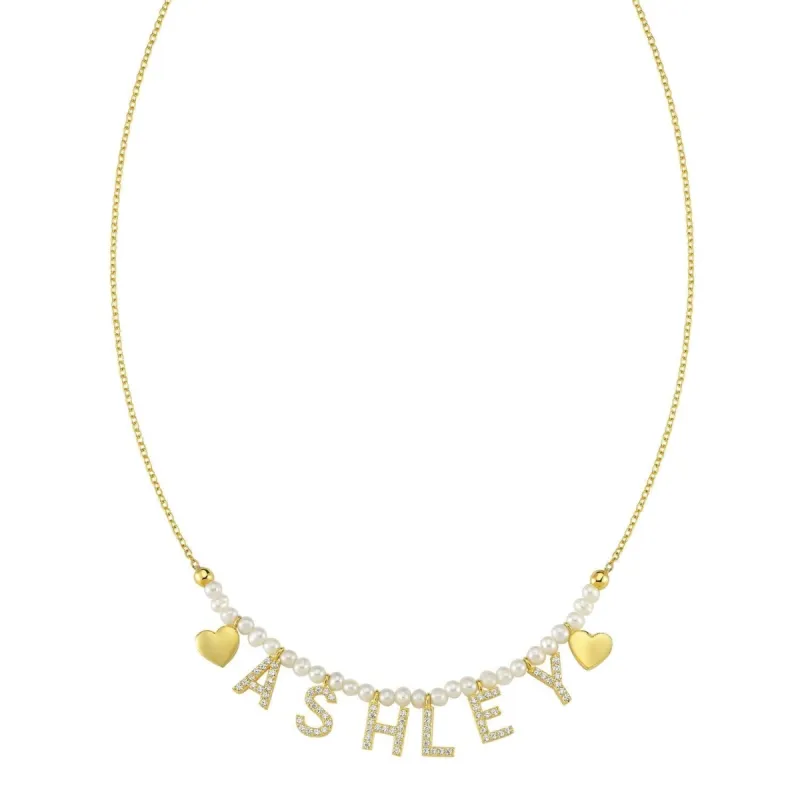 NON CUSTOMIZABLE Pearl, Gold It's All in a Name® Necklace Ready to Ship sold by The Sis Kiss