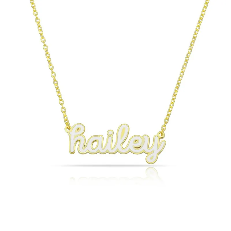 Custom Cursive Enamel Necklace sold by The Sis Kiss