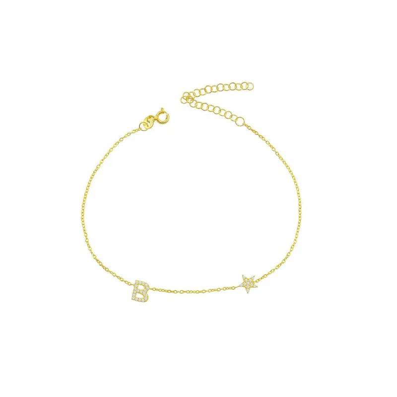 Initial and Star Anklet sold by The Sis Kiss