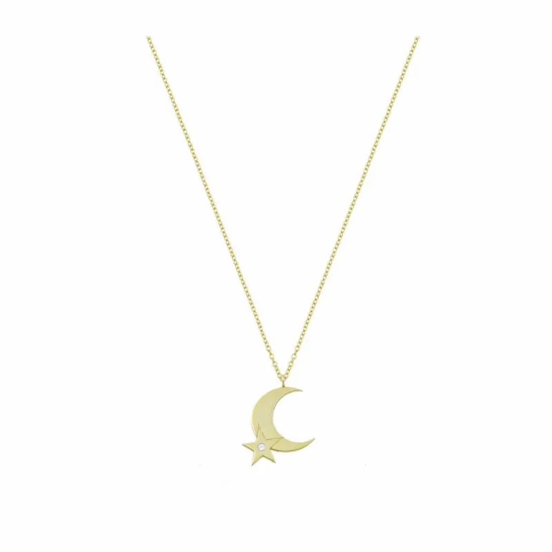 Half Moon & Star Necklace sold by The Sis Kiss