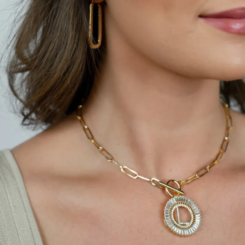 Paperclip Chain Radiant Initial Necklace sold by The Sis Kiss