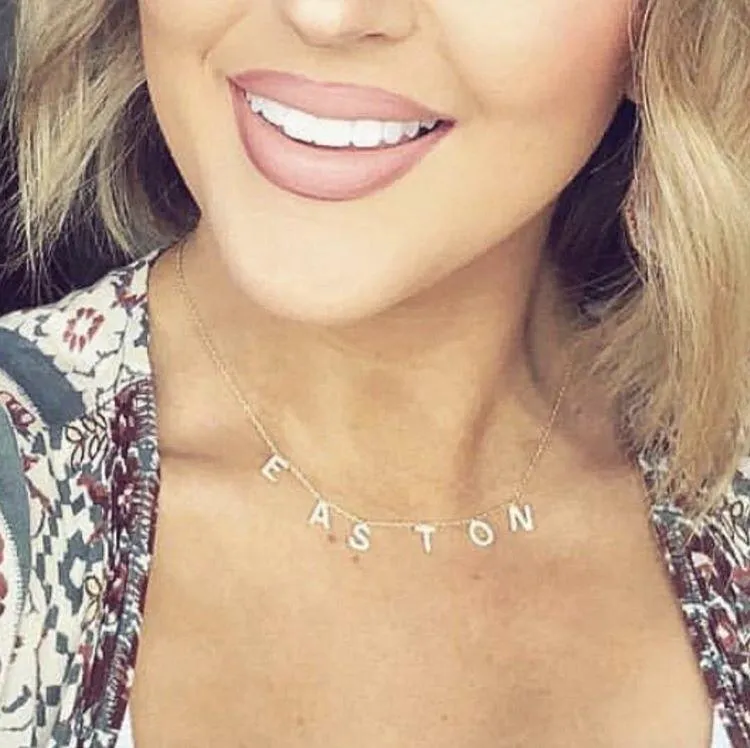 NON CUSTOMIZABLE It's All in a Name® Necklace Gold NO Crystals (A thru J) Ready to Ship sold by The Sis Kiss product image thumbnail 5