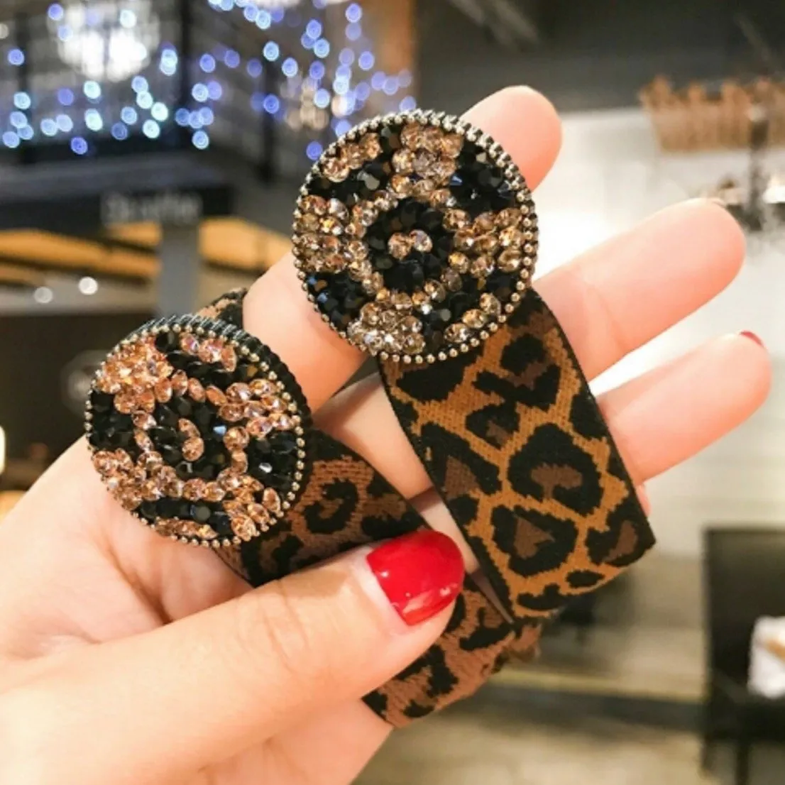 Leopard Crystal Hair Tie sold by The Sis Kiss product image thumbnail 3