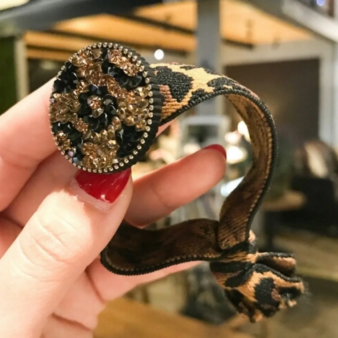 Leopard Crystal Hair Tie sold by The Sis Kiss product image thumbnail 4