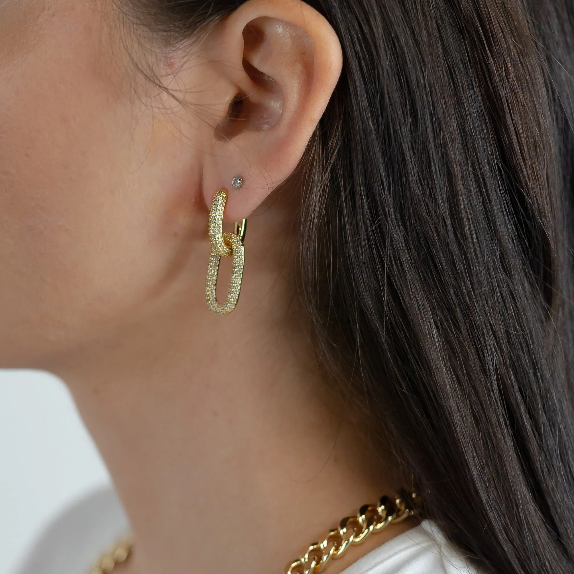 Pave Party Link Earrings sold by The Sis Kiss product image thumbnail 5