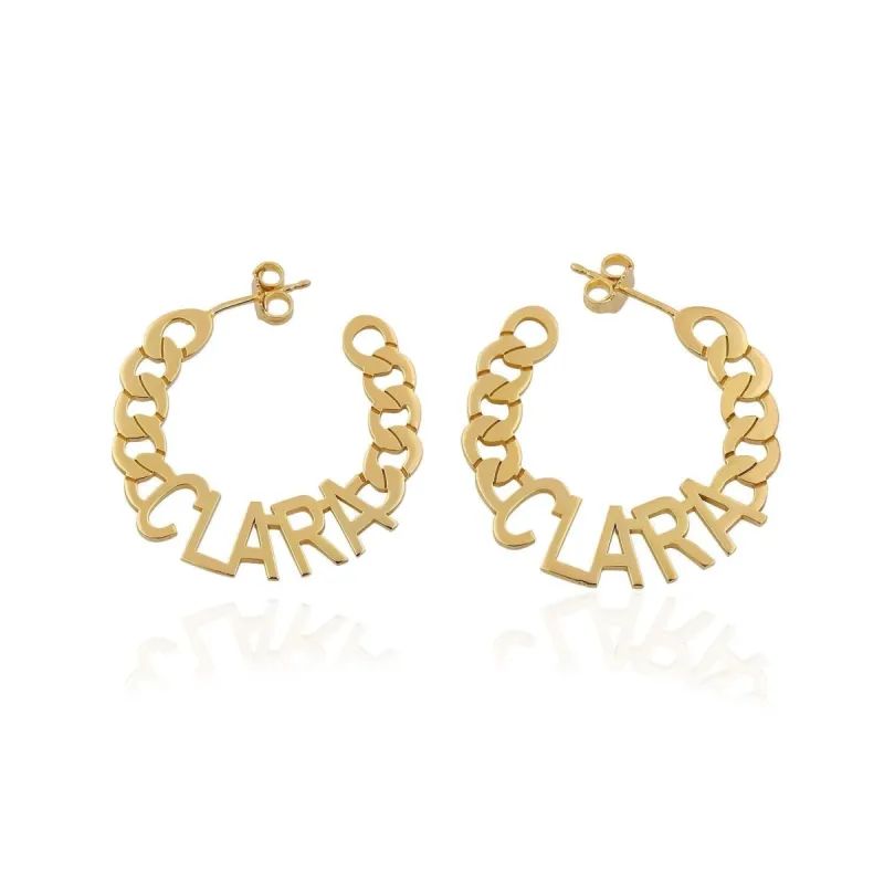 Custom Chain Link Name Hoop Earrings sold by The Sis Kiss