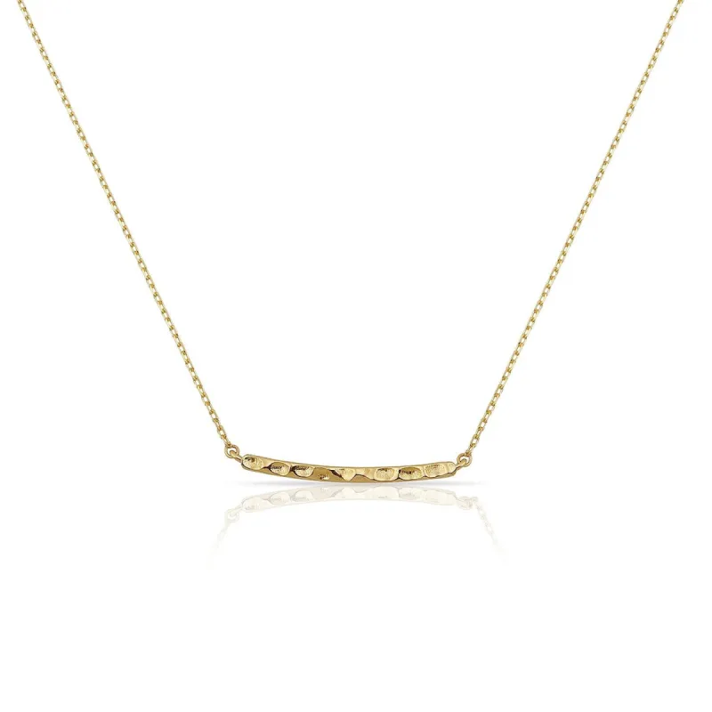TSK Loverly 14k Hammered Gold Bar Necklace sold by The Sis Kiss