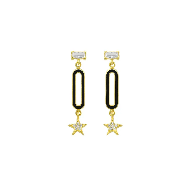 Onyx Inspired Oval and Crystal Star Studs sold by The Sis Kiss