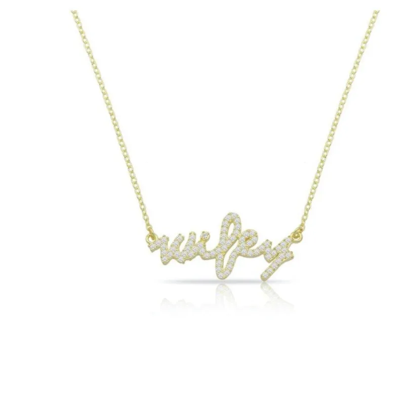 Wifey Crystal Script Necklace made by The Sis Kiss
