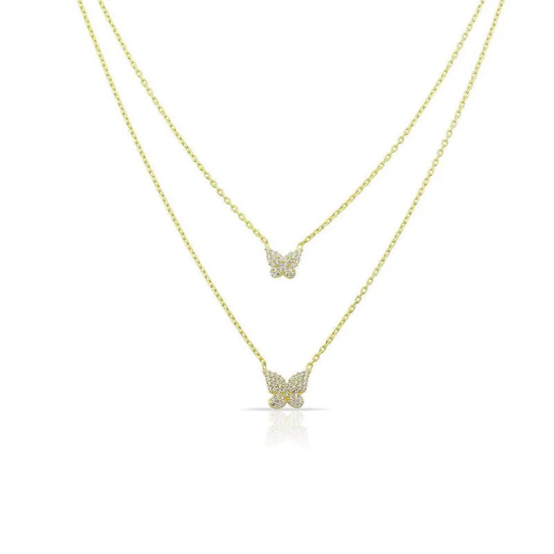 Double Layer Butterfly Necklace sold by The Sis Kiss