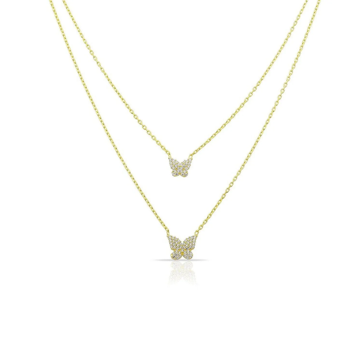 Double Layer Butterfly Necklace sold by The Sis Kiss