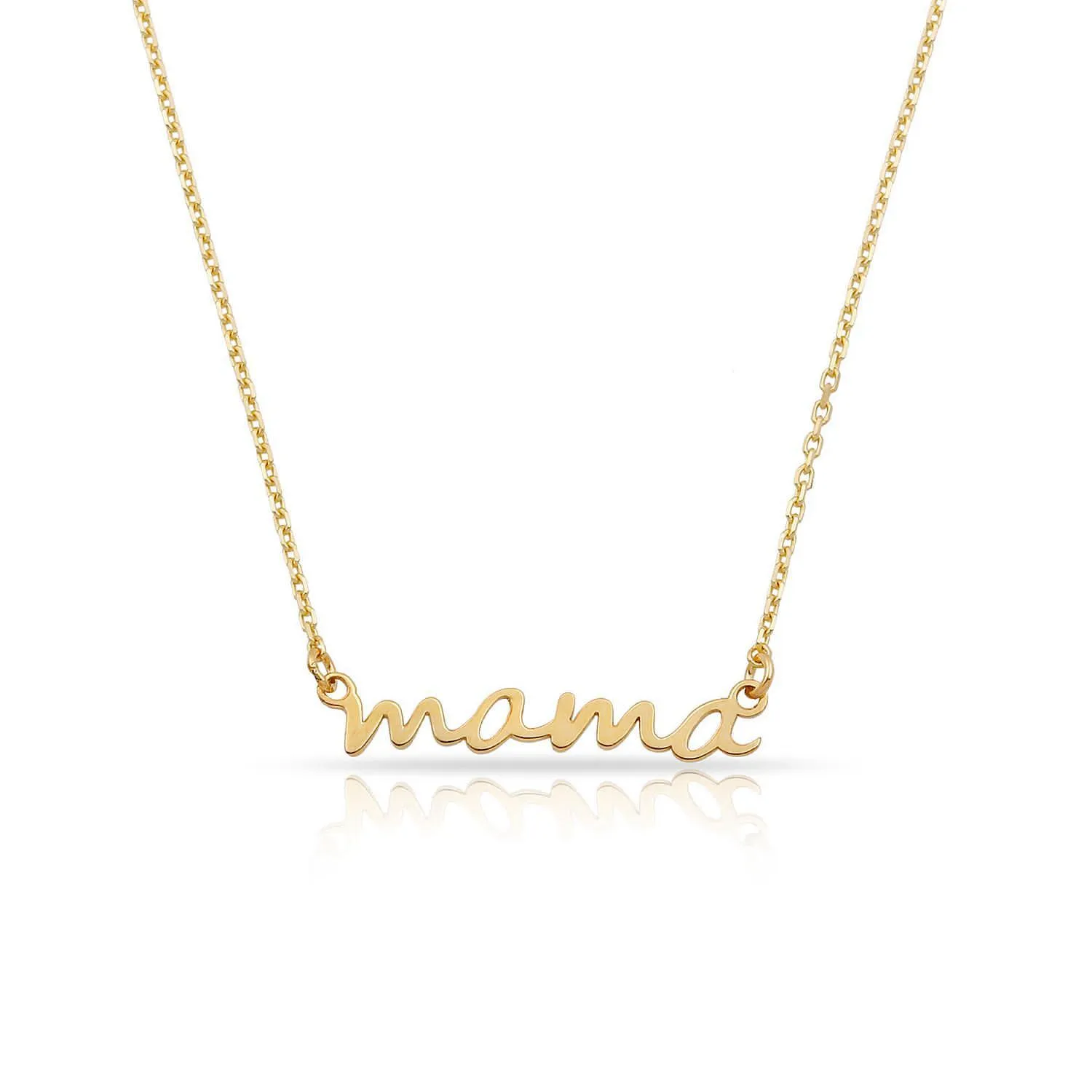 TSK 14k Gold Mama Script Necklace sold by The Sis Kiss