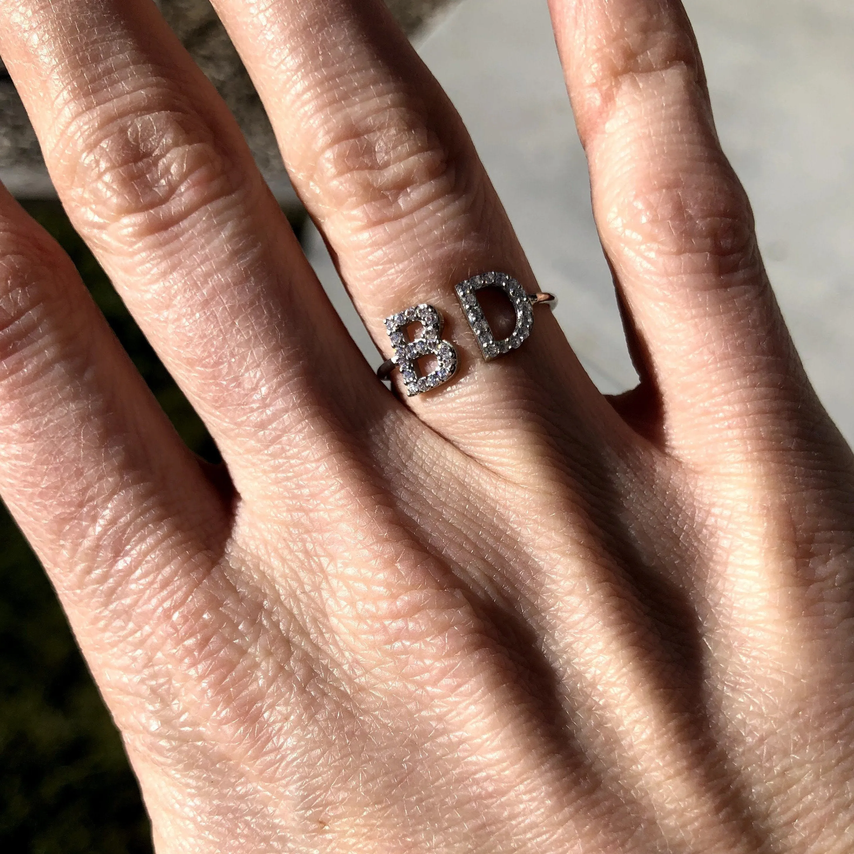 Custom Open Initial Ring sold by The Sis Kiss product image thumbnail 3