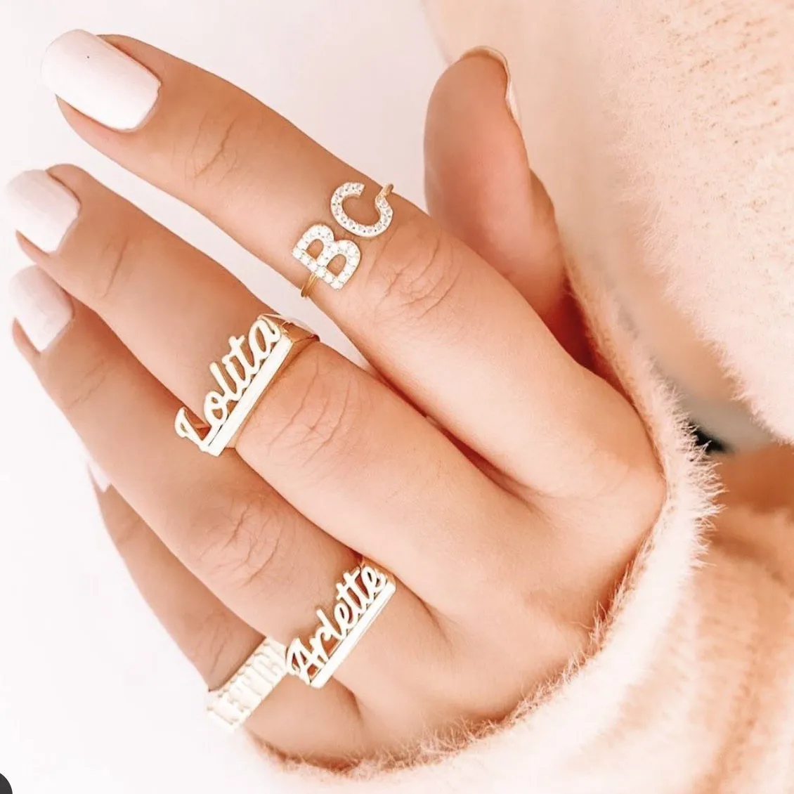 Custom Open Initial Ring sold by The Sis Kiss product image thumbnail 2