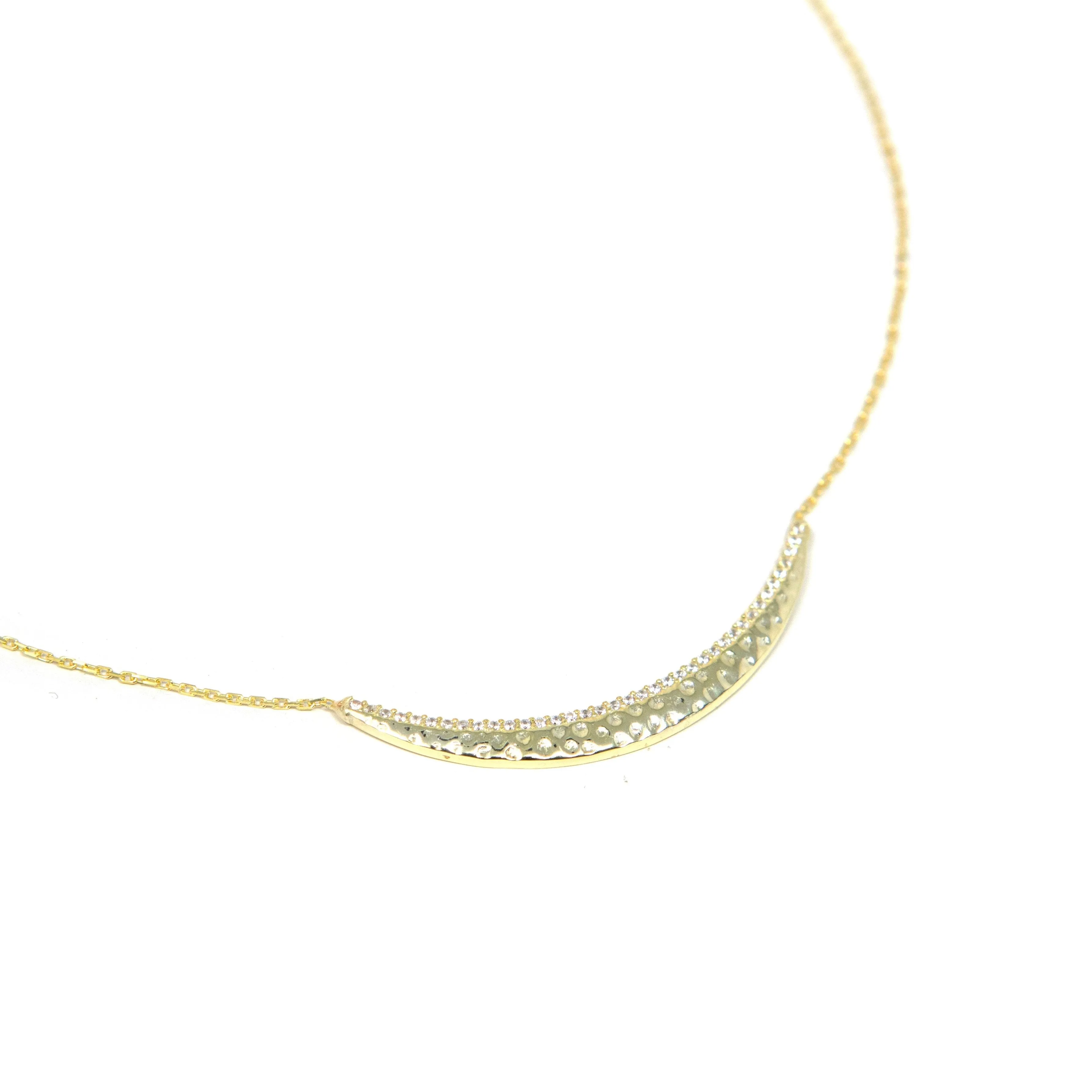 Crystal and Gold Curved Bar Necklace sold by The Sis Kiss product image thumbnail 2