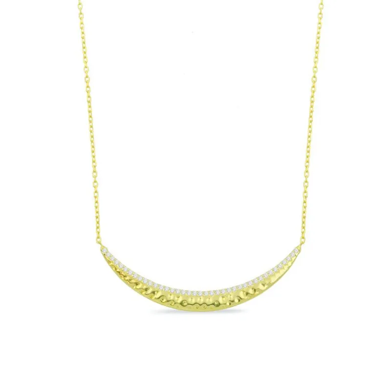 Crystal and Gold Curved Bar Necklace sold by The Sis Kiss