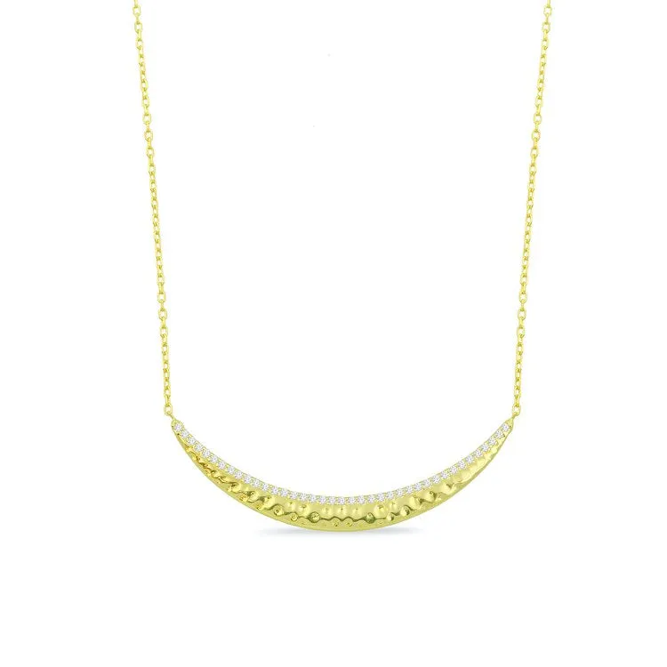 Crystal and Gold Curved Bar Necklace sold by The Sis Kiss