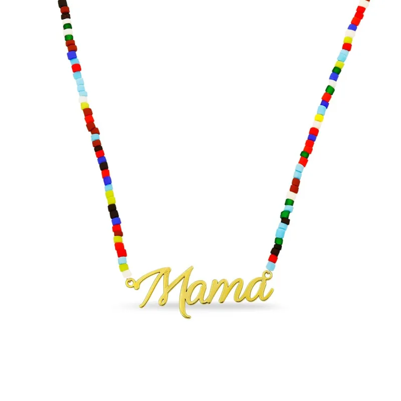 Mama Nameplate with Rainbow Necklace sold by The Sis Kiss