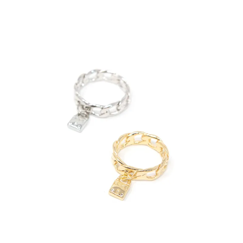 Chain Link Rings with Lock Charms sold by The Sis Kiss