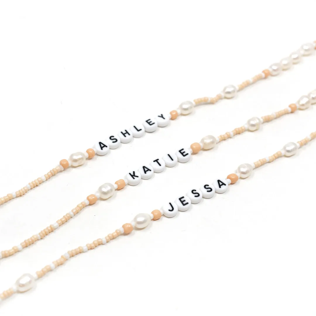 Customized Champagne and Pearls Beaded Necklace or Bracelet sold by The Sis Kiss