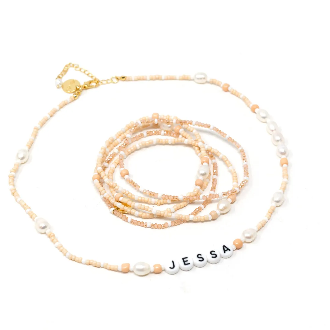 Customized Champagne and Pearls Beaded Necklace or Bracelet sold by The Sis Kiss product image thumbnail 2