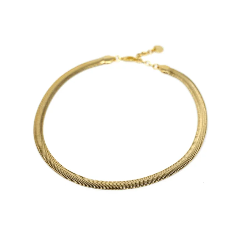 Liquid Gold Herringbone Necklace sold by The Sis Kiss