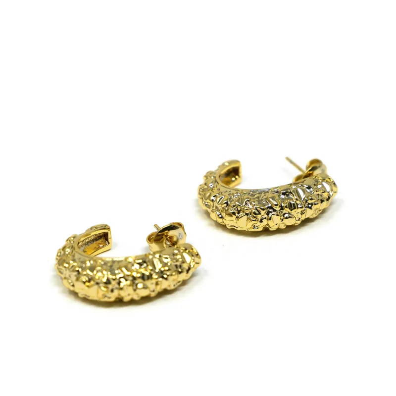 Rocky Gold Hoop Studs sold by The Sis Kiss