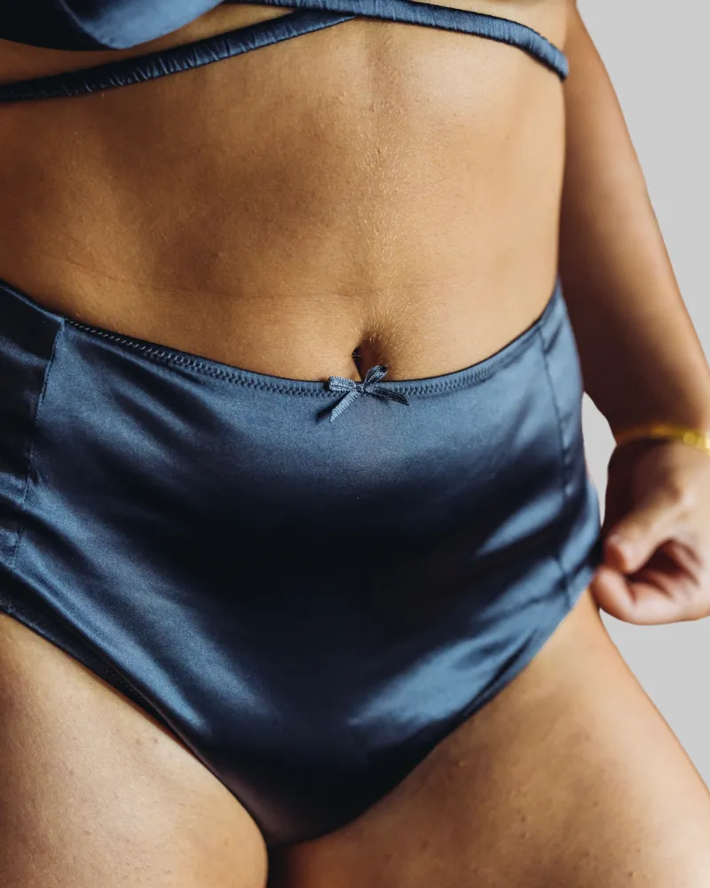 UC x Beth Jones Satin & Lurex Lace Cheeky Bloomer in Midnight sold by Underclub product image thumbnail 2