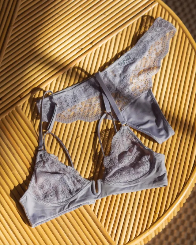 Maya U-Wire Lace & Shine Bralette and Thong Set sold by Underclub