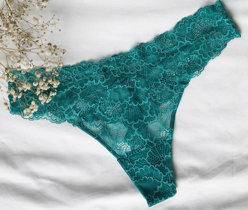 Padma Scalloped Lace Thong sold by Underclub