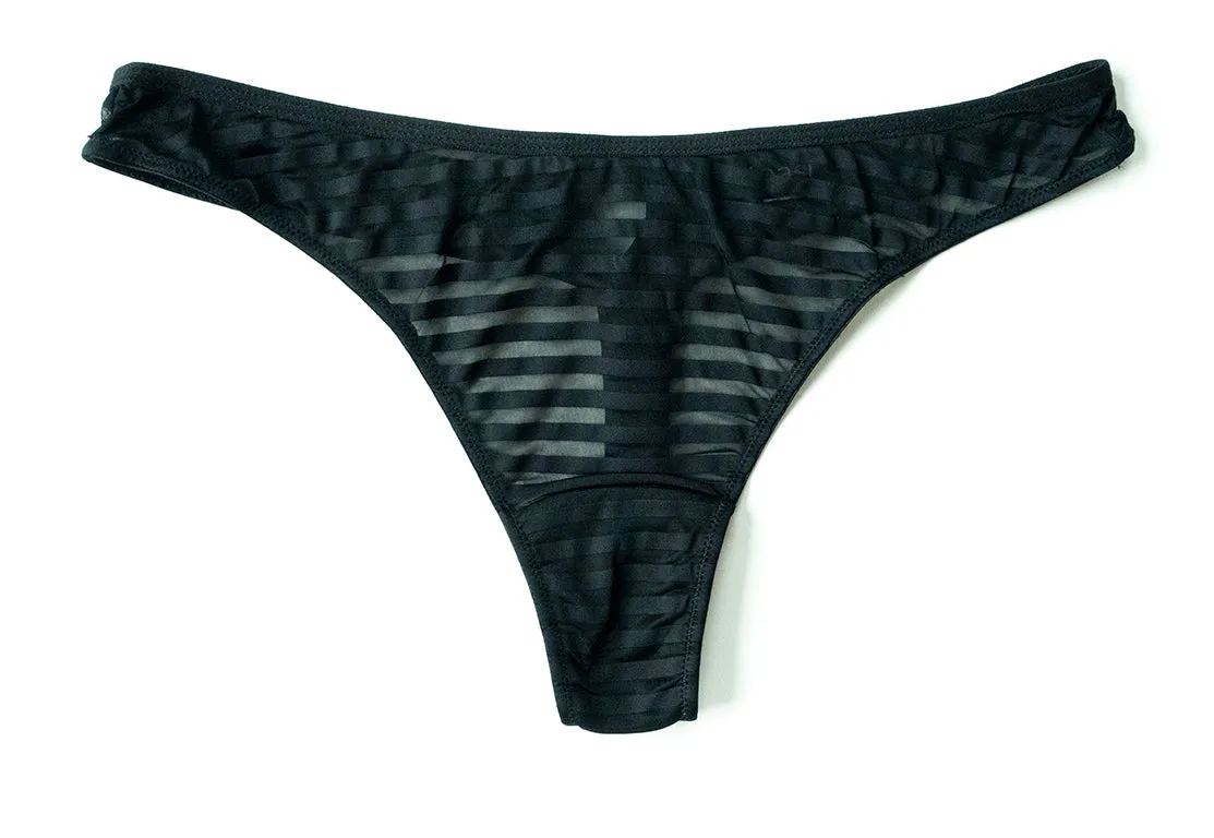 Emmy Stripe Mesh Thong sold by Underclub