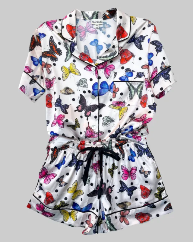 Plus Size Underclub x Kilo Brava Satin Butterfly Print PJ Set sold by Underclub
