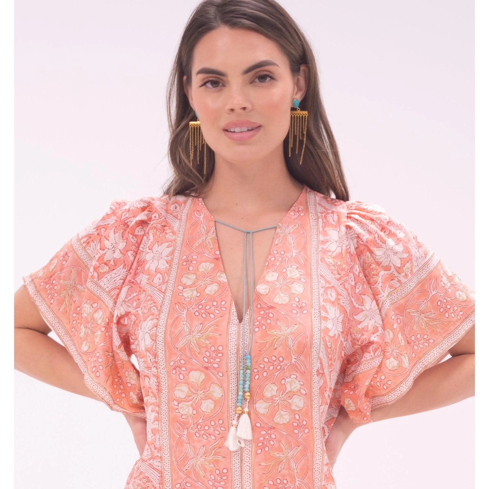 Turquoise w/ Gold Chain Earrings sold by Alicia Bell product image thumbnail 3