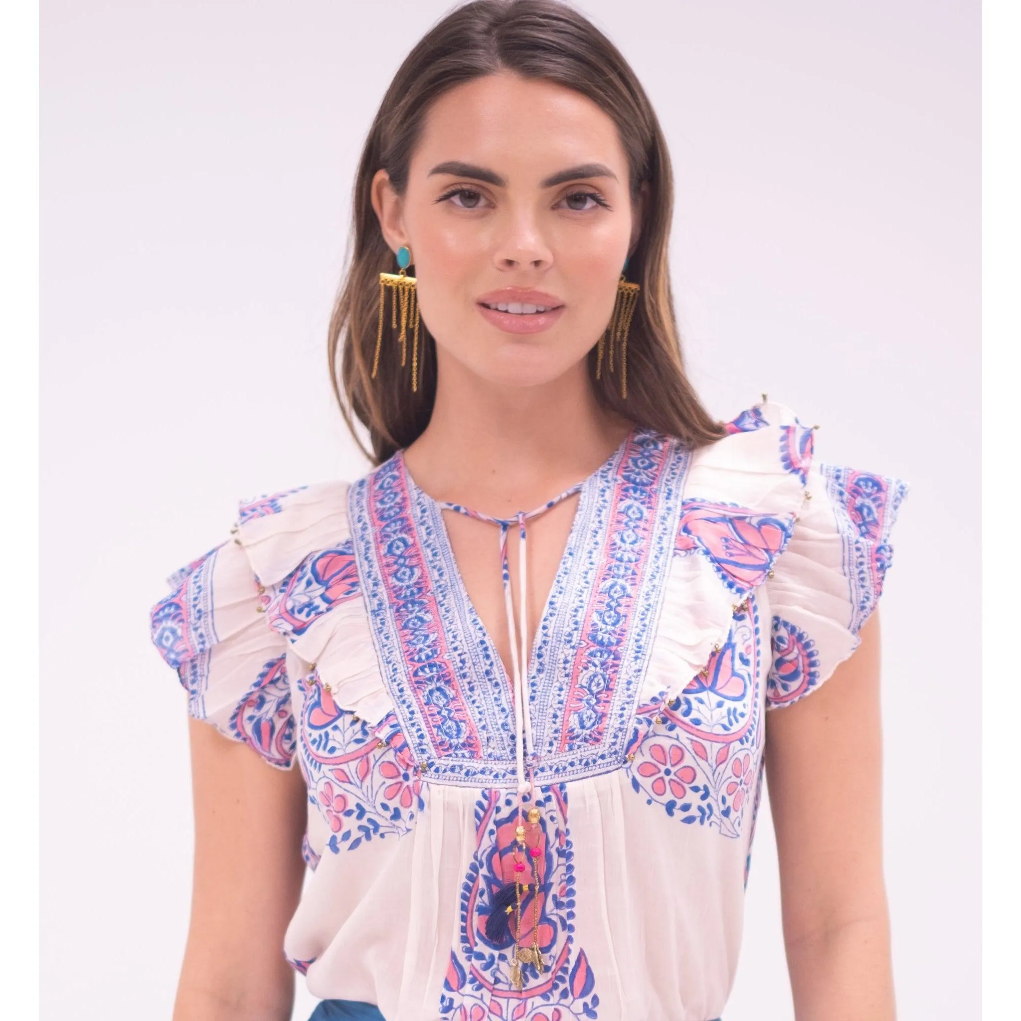 Turquoise w/ Gold Chain Earrings sold by Alicia Bell product image thumbnail 5