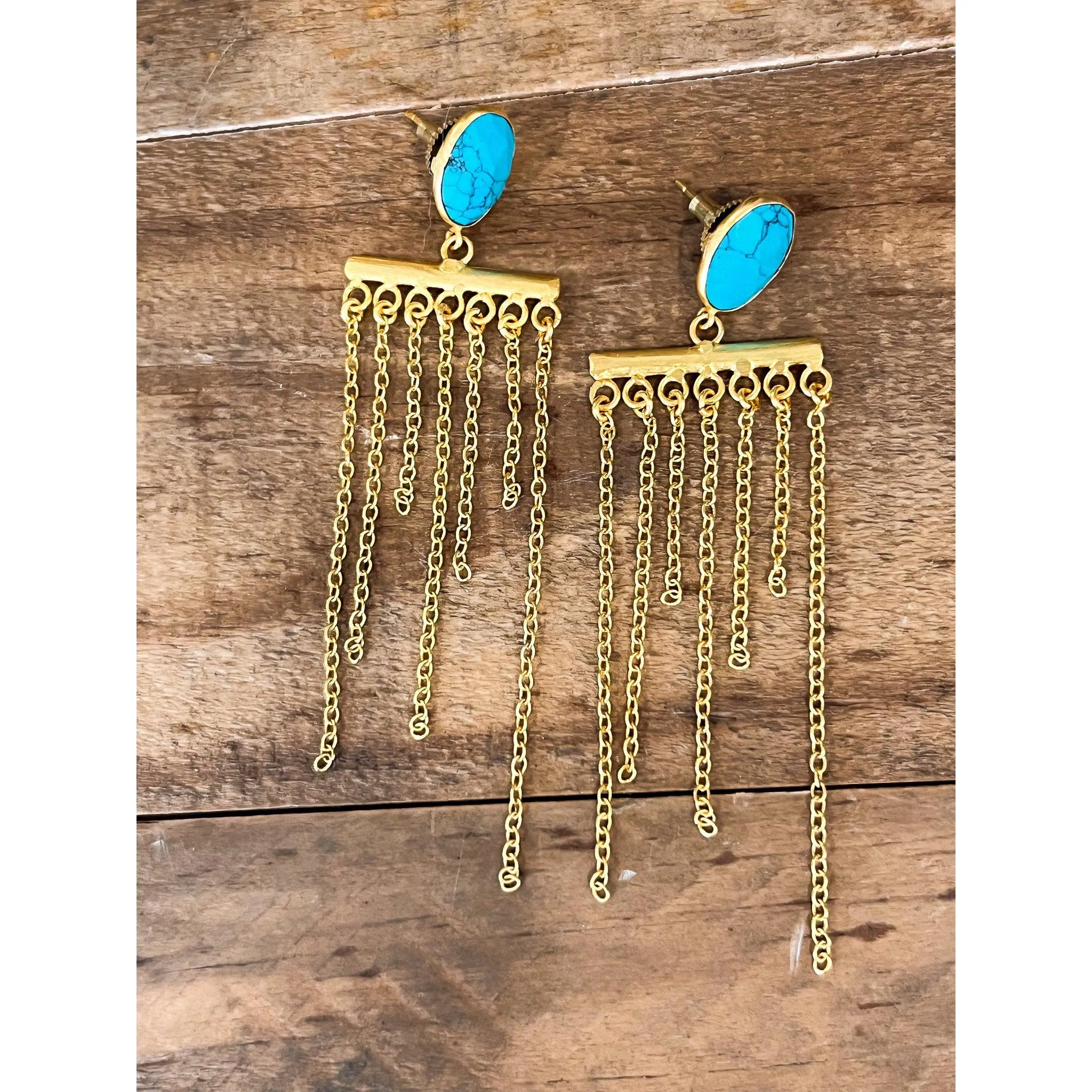 Turquoise w/ Gold Chain Earrings sold by Alicia Bell