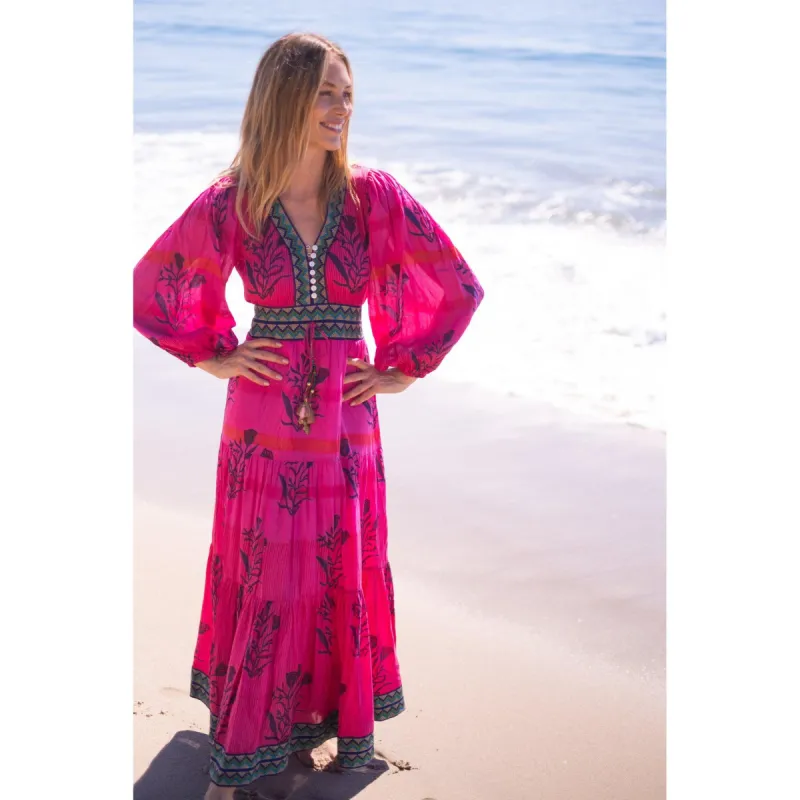 Magenta Clover Maxi Dress- COTTON sold by Alicia Bell