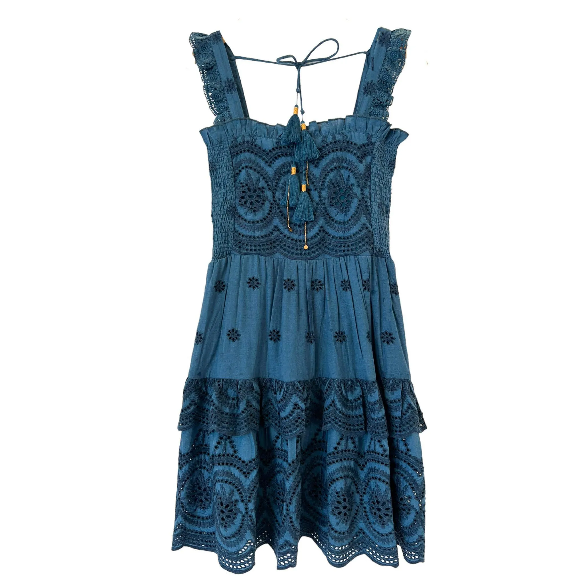 Turquoise Siena Mini Eyelet Dress sold by Alicia Bell product image thumbnail 4