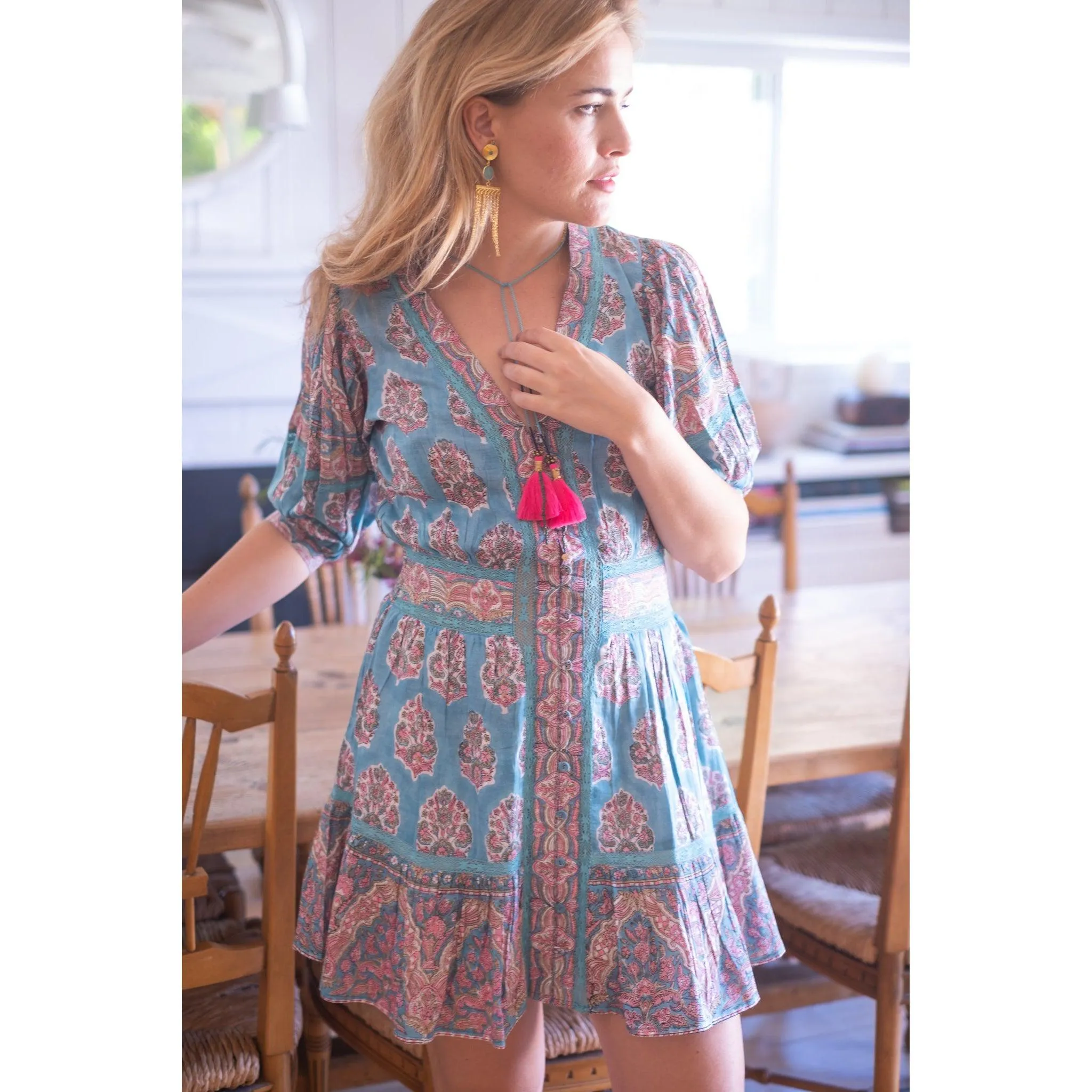 Teal Ann Mini Dress- Cotton sold by Alicia Bell product image thumbnail 5