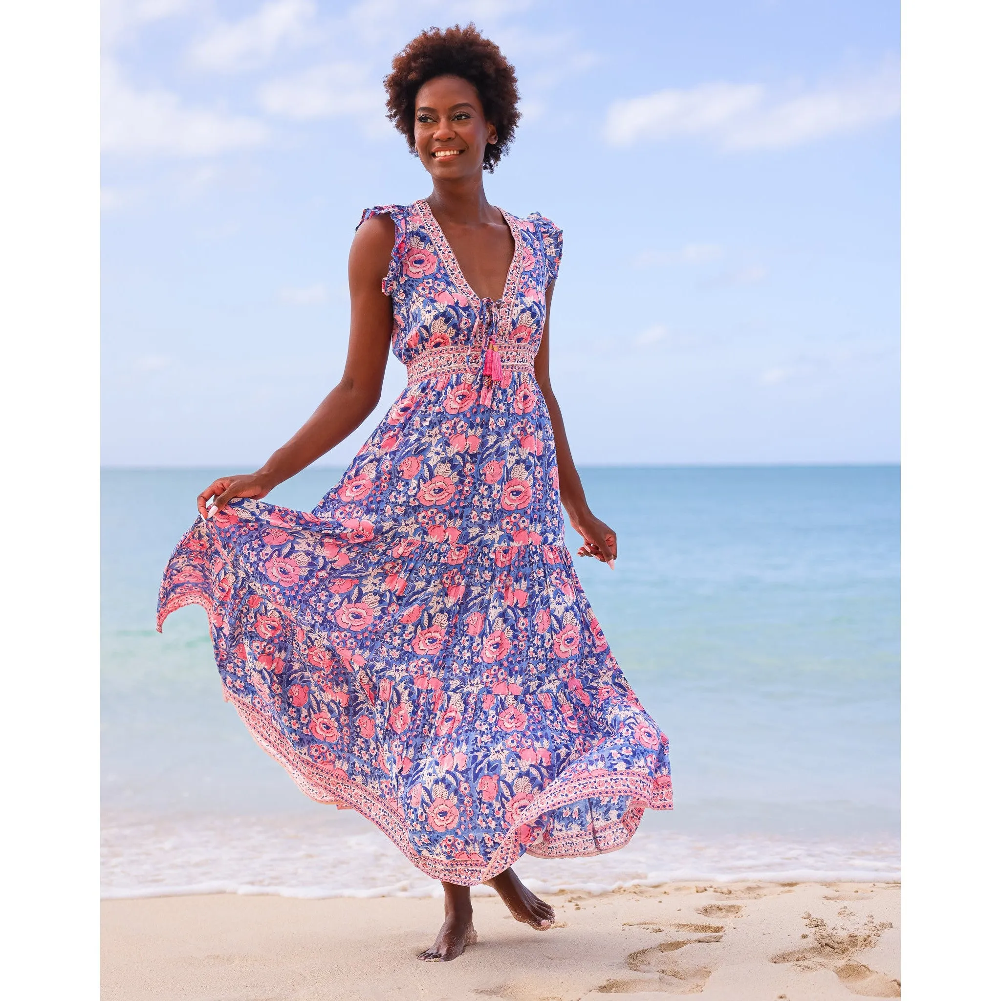 Farrah Maxi Dress- Petal Pink print sold by Alicia Bell product image thumbnail 3