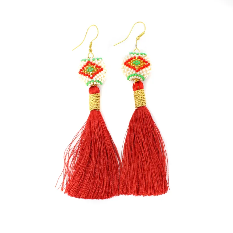 Red Silk Kai Earrings made by Alicia Bell
