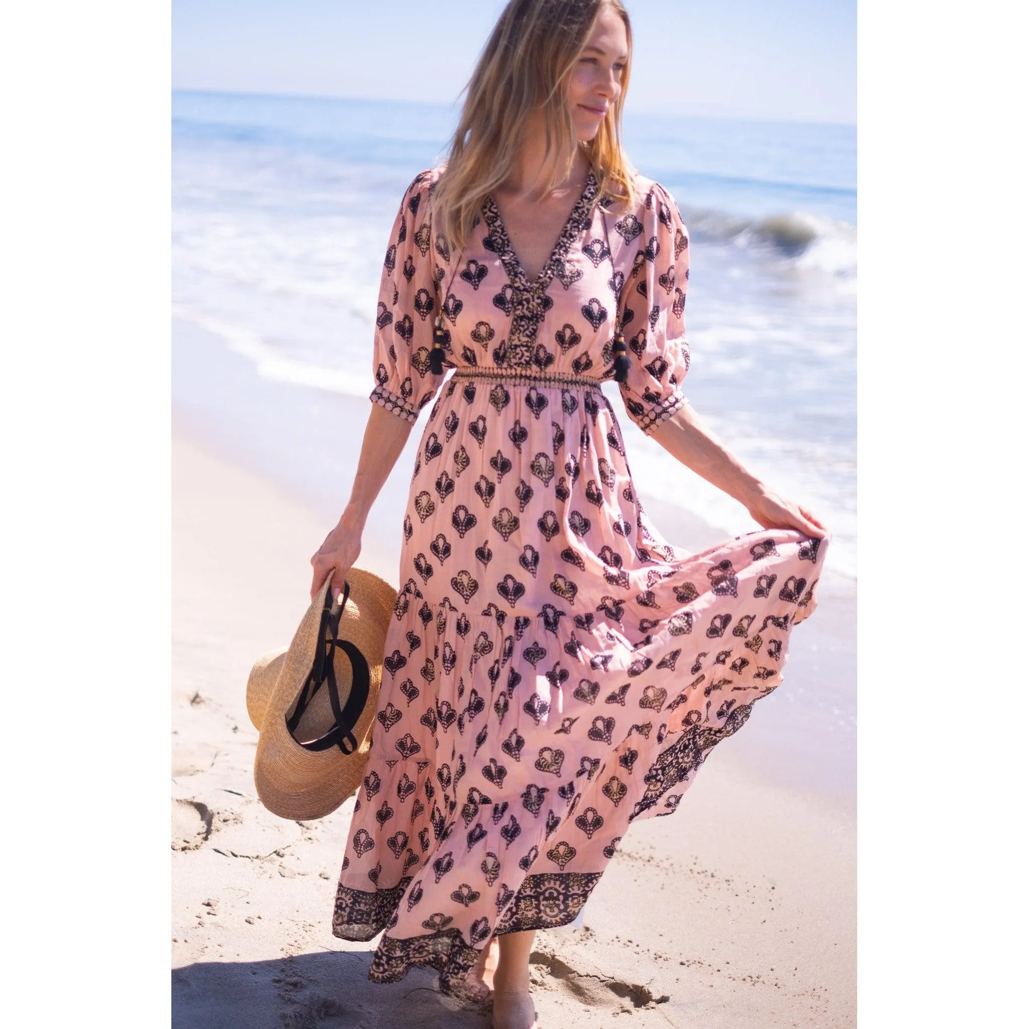 Peach/Black Pippa Maxi Dress sold by Alicia Bell product image thumbnail 5
