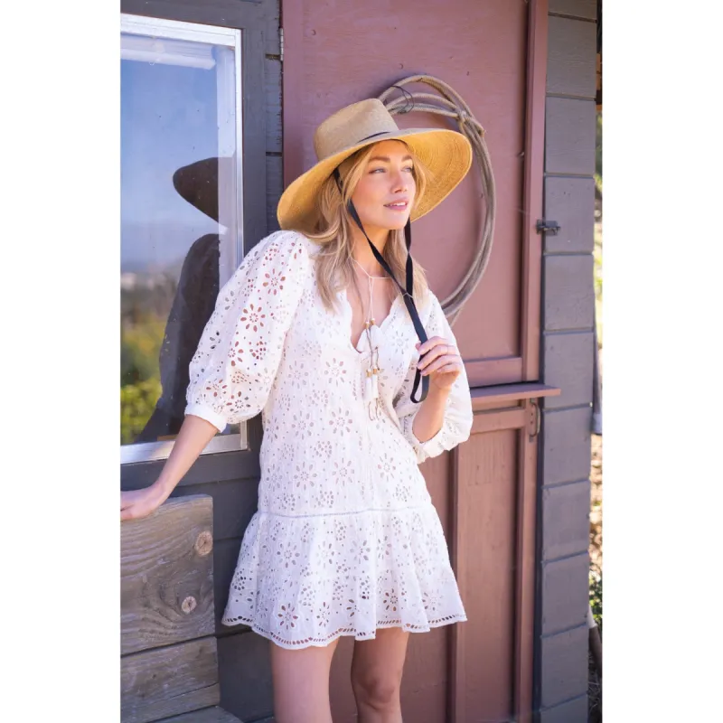 White Eyelet Popover Flounce Dress sold by Alicia Bell