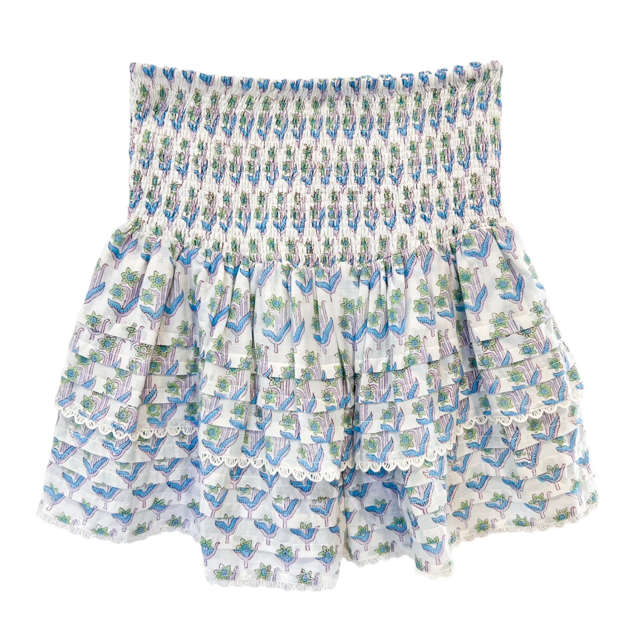 Pleated Smocked Mini Skirt - Cotton sold by Alicia Bell