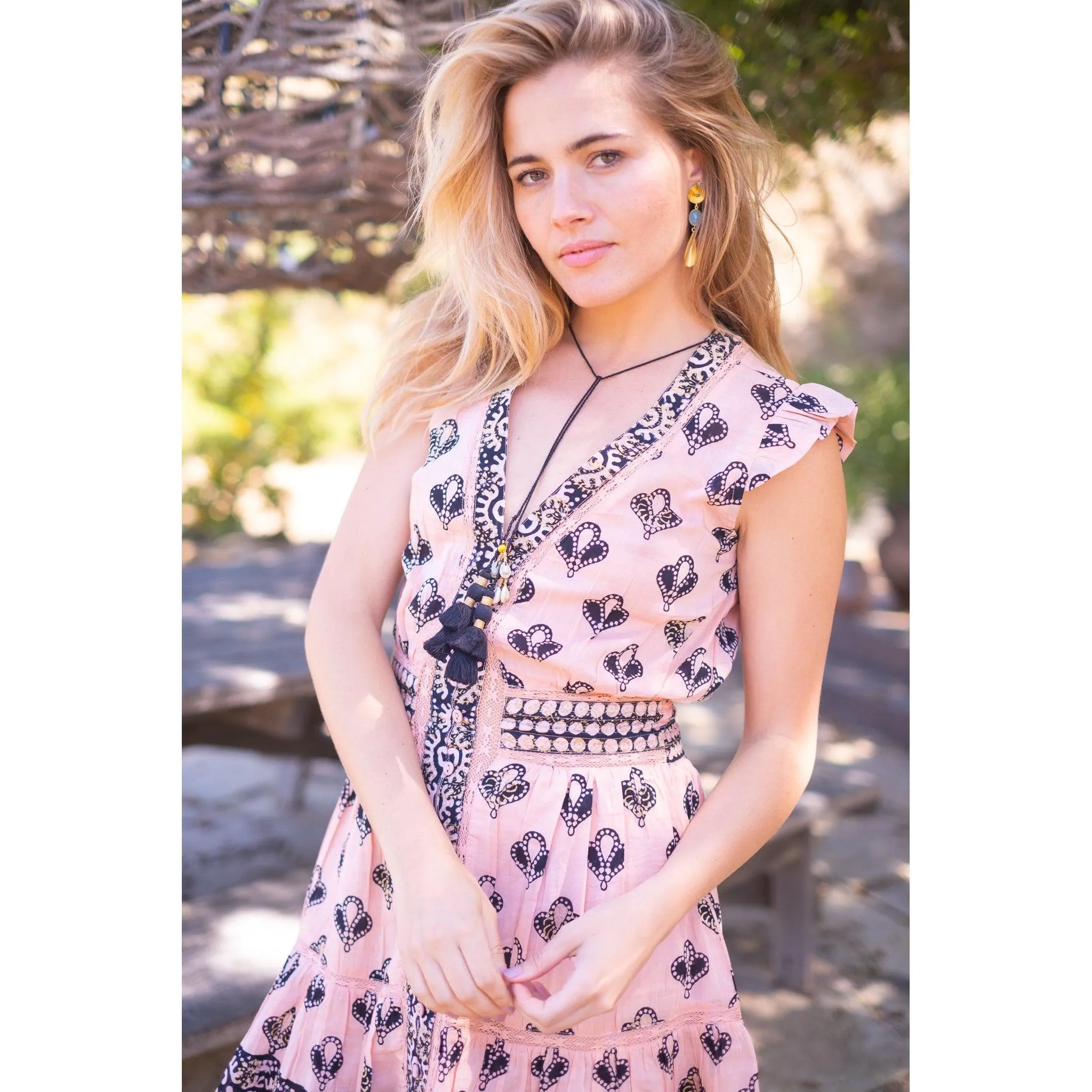 Peach/Black Adie Mini Dress sold by Alicia Bell product image thumbnail 2
