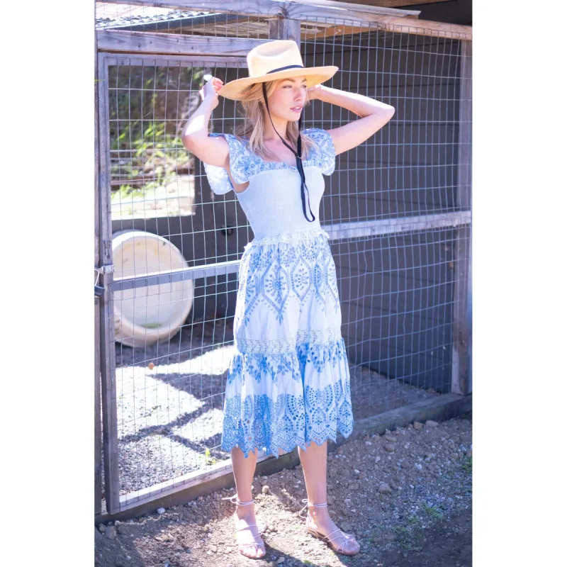 Smocked Eyelet Midi Dress sold by Alicia Bell