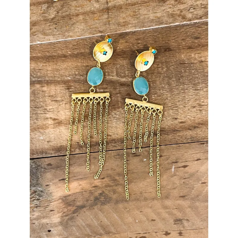 Gold Turquoise Chain Earring sold by Alicia Bell