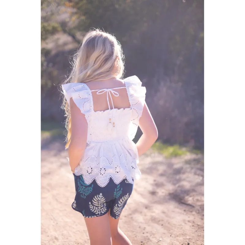 Tulip Top- White Eyelet sold by Alicia Bell