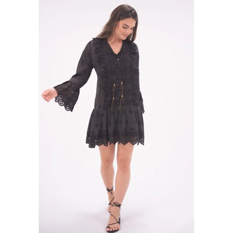 Black Eyelet Flounce Dress sold by Alicia Bell