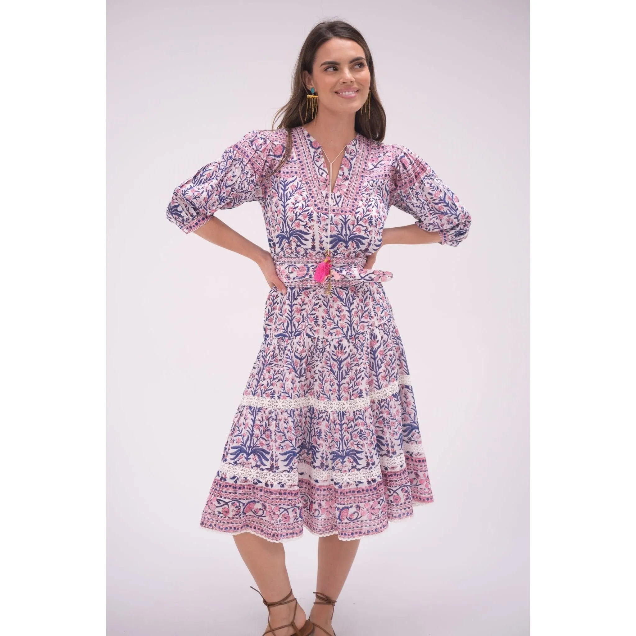 Pink/Blue Fran Midi Dress sold by Alicia Bell